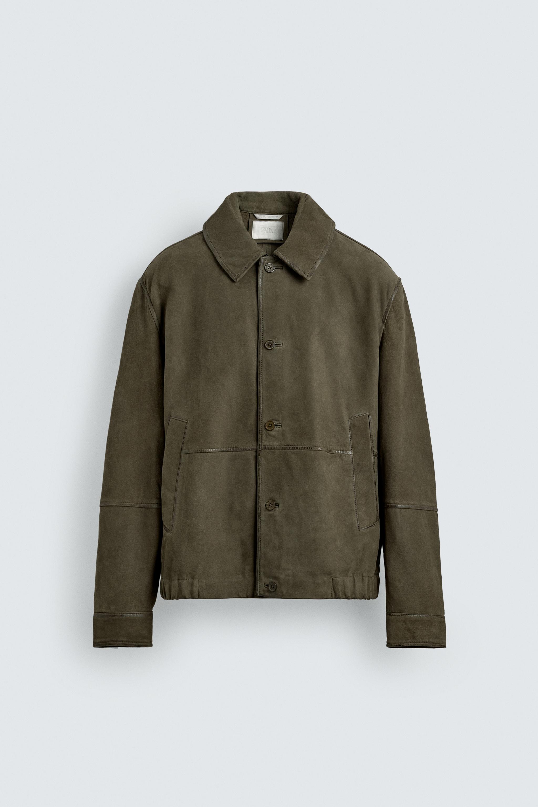 BLOUSON EN CUIR EFFET DAIM